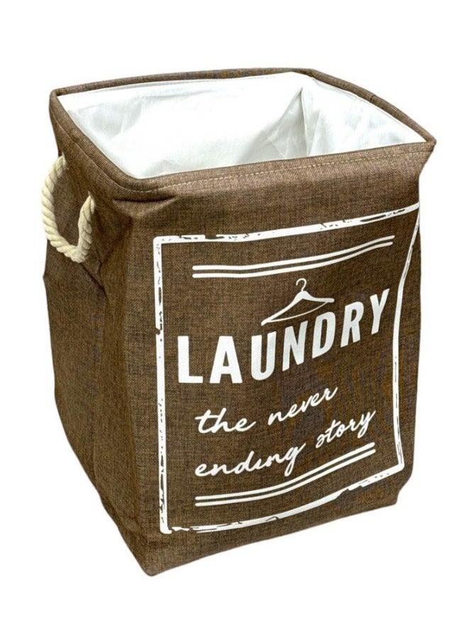 Collapsible Laundry Basket with Handles - Brown 
