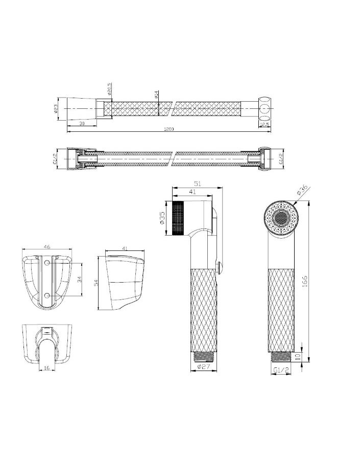 DANUBE HOME Danube Home Milano Hana Shattaf Set White | Pvc Shattaf | No Leak Toilet Sprayer Handheld Bidet Spray For Bathroom Toilet Washroom - White  - Image 4