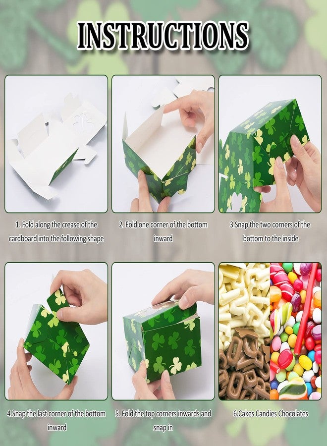 Whaline 20Pcs St. Patrick's Day Treat Box with Window Green Shamrock Candy Cookie Boxes with Glitter Clover Paper Tags Cardboard Gift Container for Irish Holiday Party Favors Supplies - Image 4
