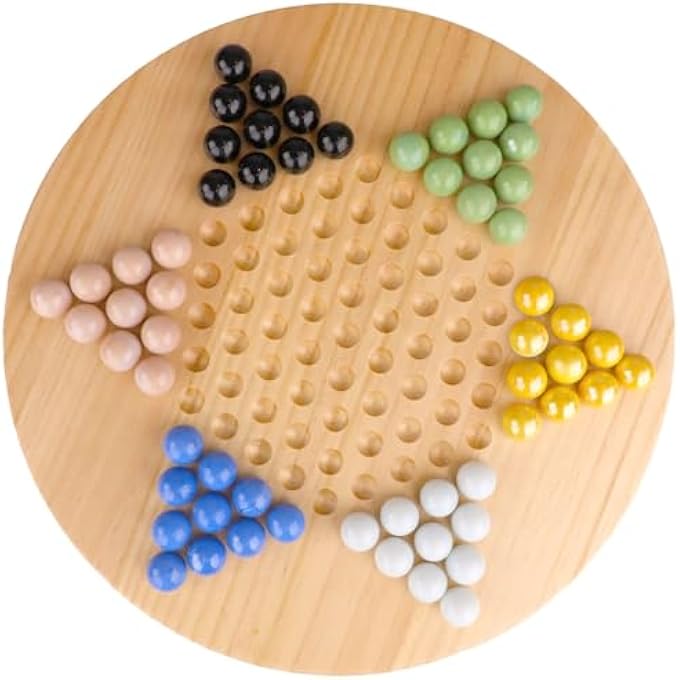 Regal Games Chinese Checkers, 11.5 in. Natural Wood Board Game Includes 60 Glass Marbles - Image 2