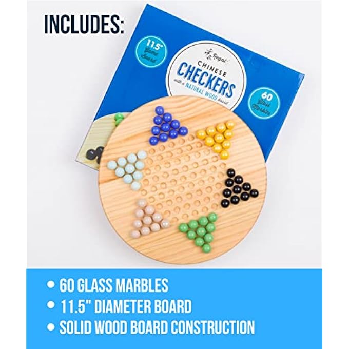 Regal Games Chinese Checkers, 11.5 in. Natural Wood Board Game Includes 60 Glass Marbles - Image 4