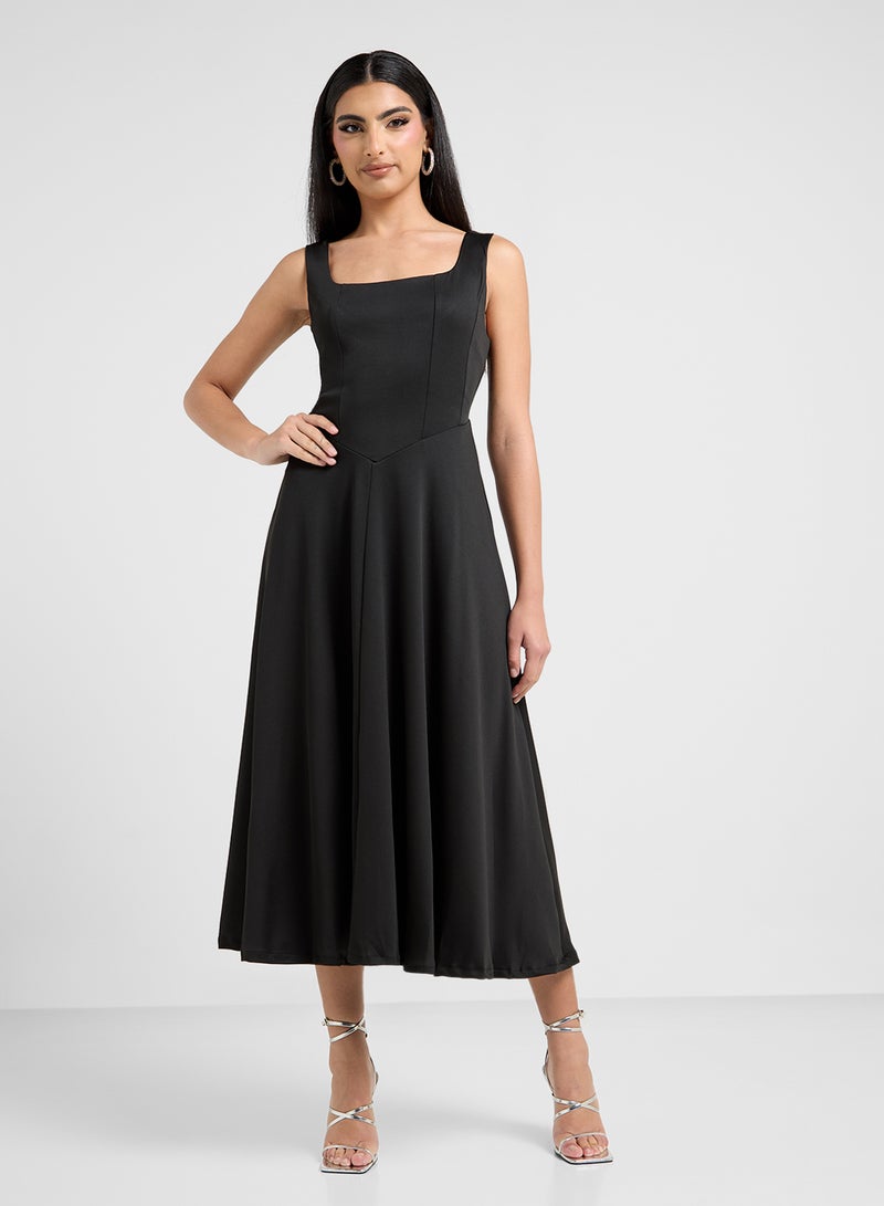 ELLA Square Neck Midi Dress - Image 1
