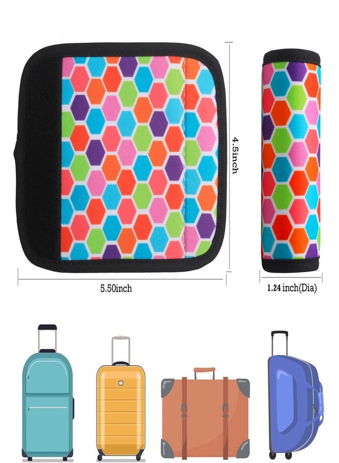 XioioiX Luggage Handle Wrap for Suitcase-Printed Bright Neoprene Luggage Tags/Grips/Identifiers/Markers/Covers/Gripper for Suitcases Carry On Bags 5 Packs (Colorful-5 Packs) - Image 2