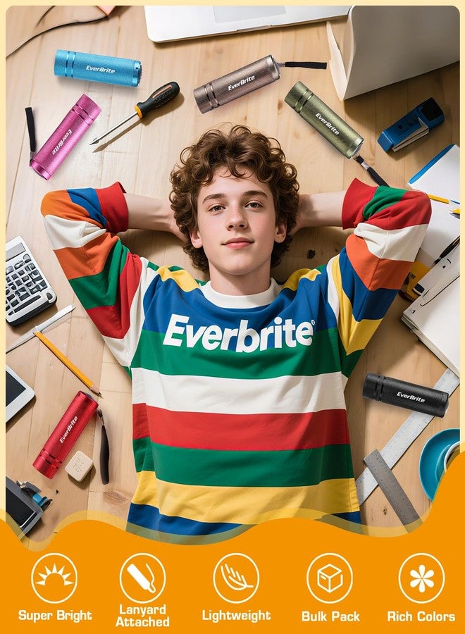 إيفربايت مجموعة مصابيح يدوية صغيرة من EverBrite، 30 مصباحًا يدويًا LED من الألومنيوم مع حبل، ألوان متنوعة، بطاريات متضمنة، هدايا الحفلات، القراءة الليلية، التخييم، انقطاع التيار الكهربائي، هدية لعيد الميلاد - Image 4