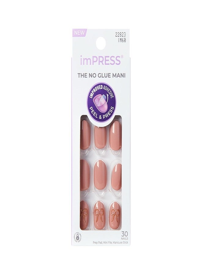 Impress Kiss Impress No Glue Mani Press On Nails, Design, 'Close to you', Pink, Short Size, Oval Shape, Includes 30 Nails, Prep Pad, Instructions Sheet, 1 Manicure Stick, 1 Mini File - Image 1