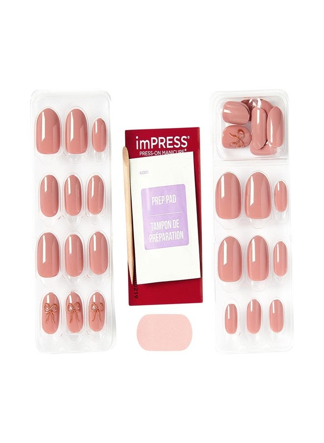 Impress Kiss Impress No Glue Mani Press On Nails, Design, 'Close to you', Pink, Short Size, Oval Shape, Includes 30 Nails, Prep Pad, Instructions Sheet, 1 Manicure Stick, 1 Mini File - Image 4