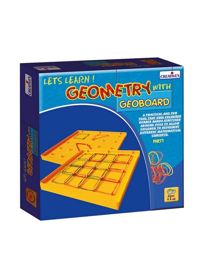 Creative's Educational Geometry with Geoboard |Games and Activity Guide | Easy & Fun Way of Learning Geometry Shape | for Kids Ages -6 Years and Up (20 Rubber Bands) - Image 1