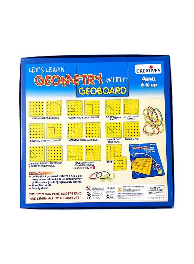 Creative's Educational Geometry with Geoboard |Games and Activity Guide | Easy & Fun Way of Learning Geometry Shape | for Kids Ages -6 Years and Up (20 Rubber Bands) - Image 3