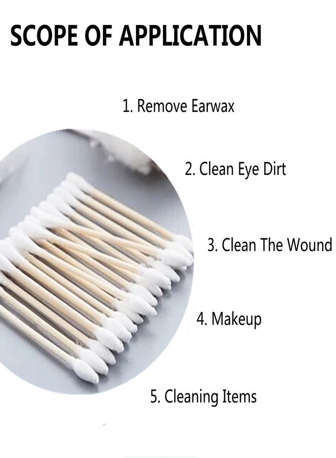 RIKWOG Cotton Swabs, 1000 Count Bamboo Sticks Cotton Swabs with Storage Box Cotton Buds with Wooden Handles For Ears Makeup or Nails Personal Care, One Pointed Tip - Image 2