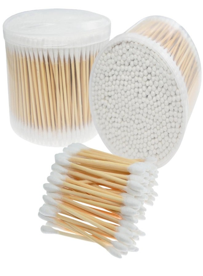 RIKWOG Cotton Swabs, 1000 Count Bamboo Sticks Cotton Swabs with Storage Box Cotton Buds with Wooden Handles For Ears Makeup or Nails Personal Care, One Pointed Tip - Image 1