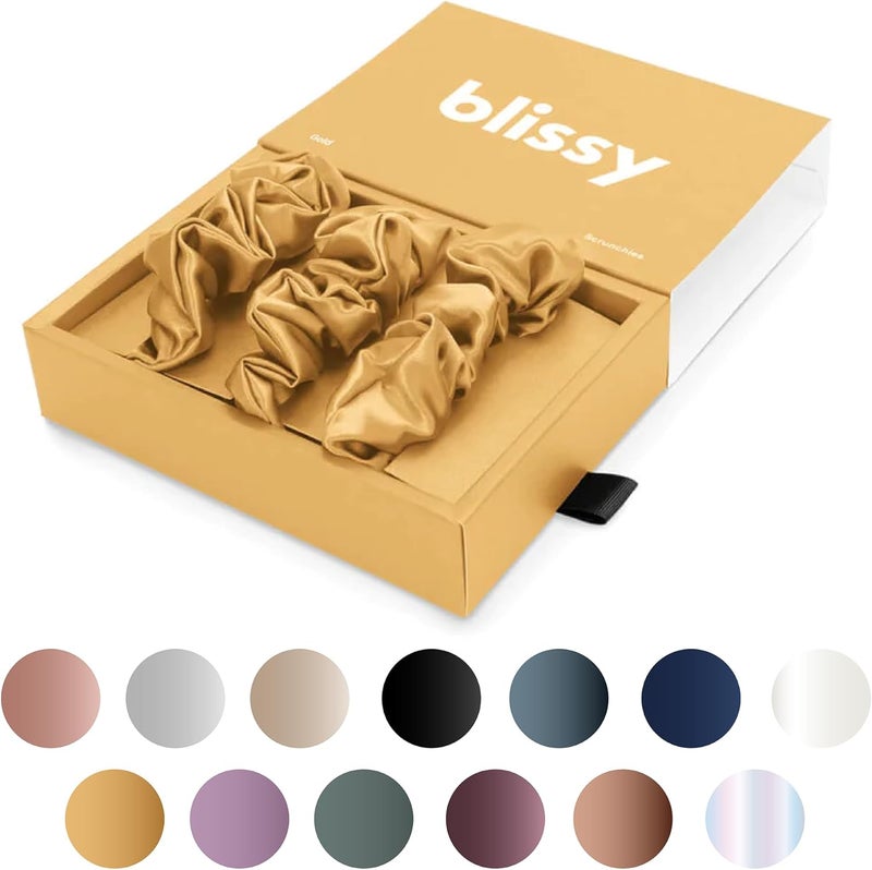 BLISSY Silk Scrunchie (Gold Skinny) - Image 1