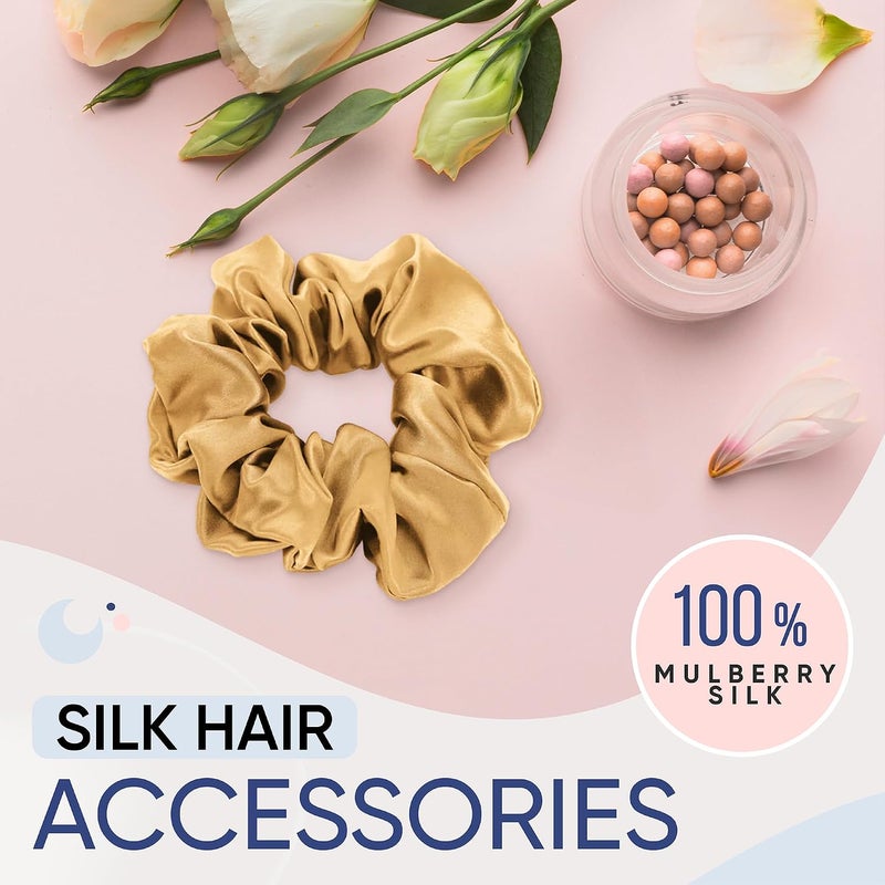 BLISSY Silk Scrunchie (Gold Skinny) - Image 3