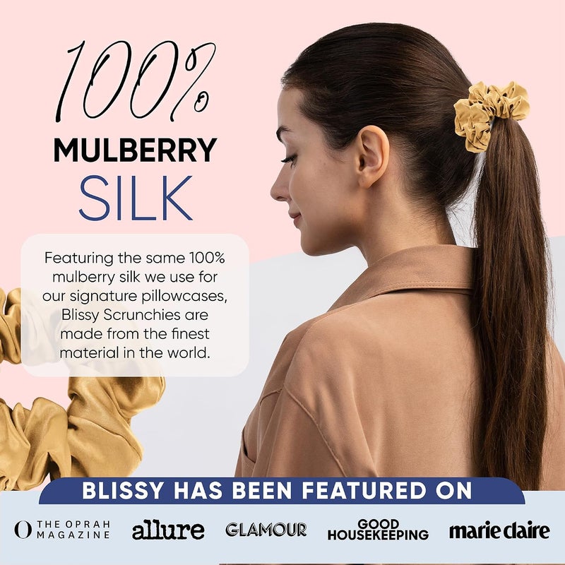 BLISSY Silk Scrunchie (Gold Skinny) - Image 5
