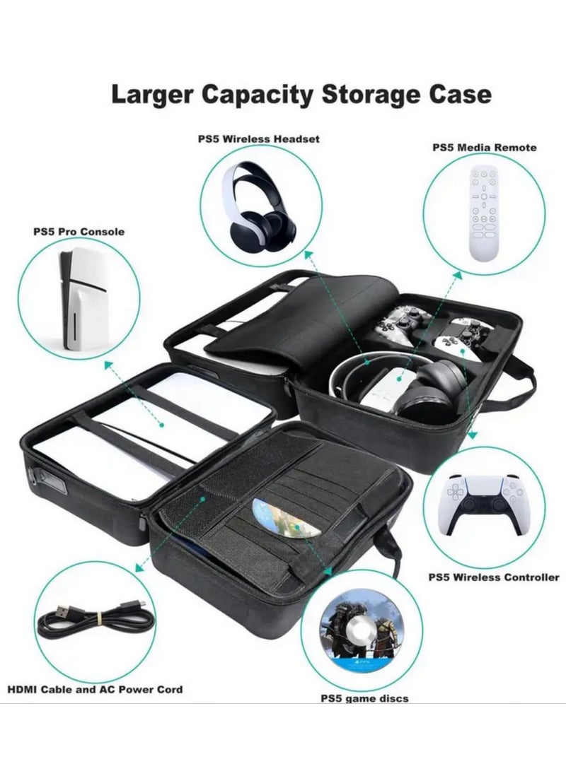 Carrying Case Bag for Console and Controllers Shockproof Protective Travel Storage Hard Case with Shoulder Strap for PlayStation 5 Slim Accessories Portable Travel Bag  - Image 4