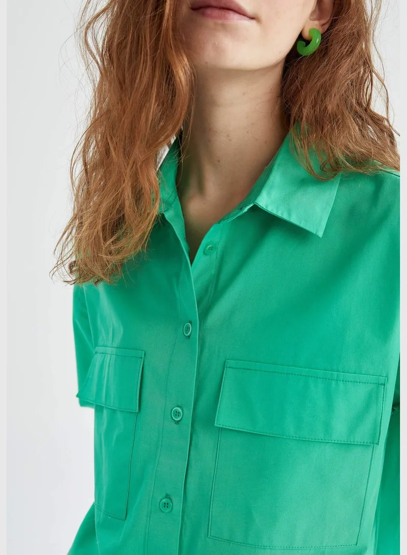 ديفاكتو Short Sleeve Double Side Pockets Poplin Shirt