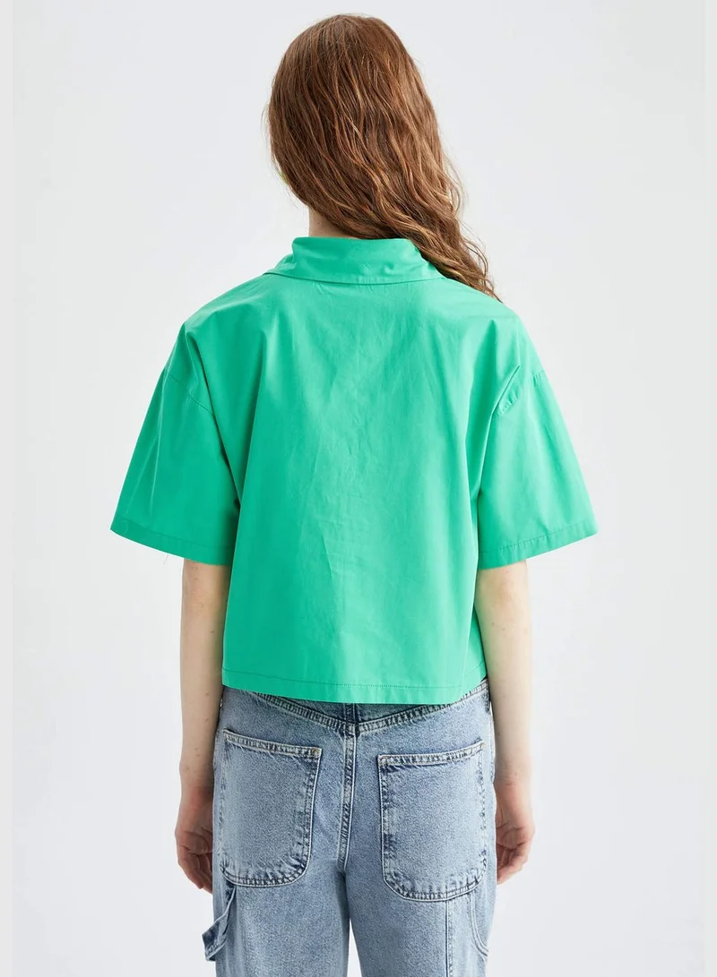 ديفاكتو Short Sleeve Double Side Pockets Poplin Shirt