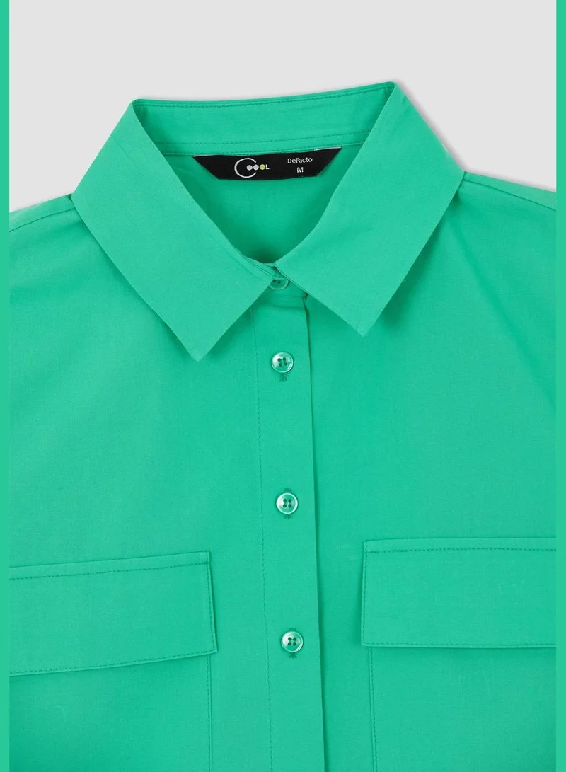 ديفاكتو Short Sleeve Double Side Pockets Poplin Shirt