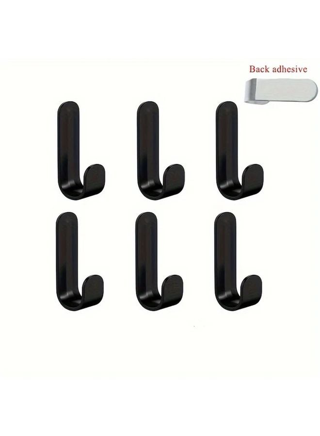 6Pcs Black Heavy Duty Hooks No Drill Adhesive Mount Space Saving Home Organizer - Image 1