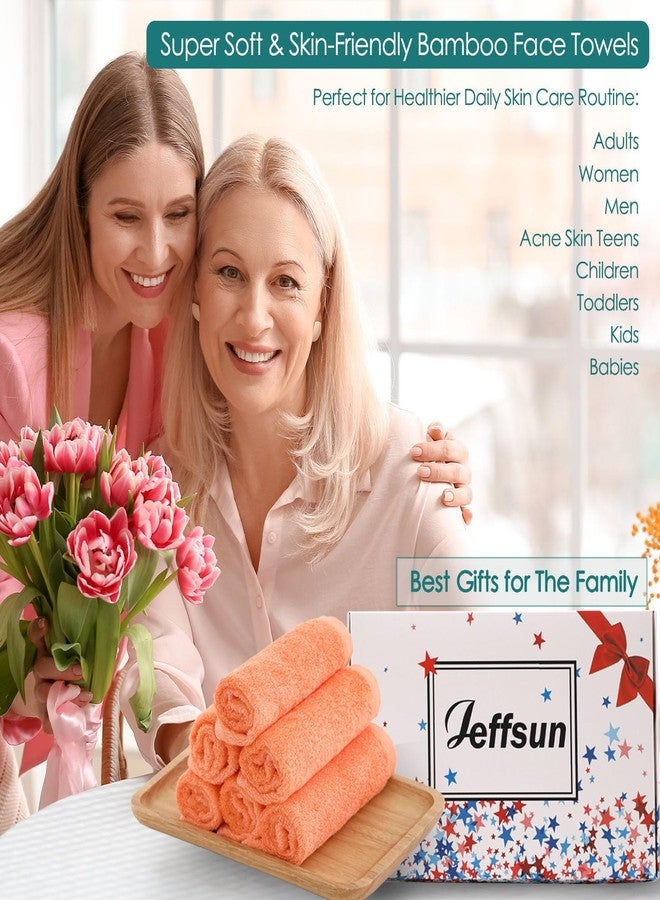 JEFFSUN Face Towels 6 Pack, Extra Large 13x13 inch Orange Wash Cloths for Face and Body, Super Soft and Absorbent Bath Washcloths on Sensitive Skin, Easy to Clean Quick Dry Facial Cleaning Cloths with Loop - Image 5