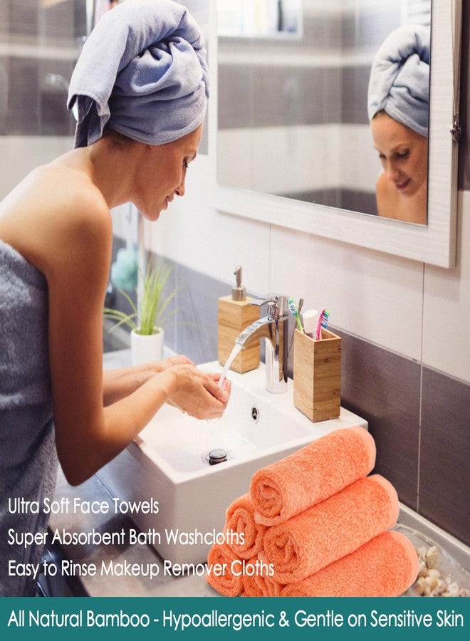 JEFFSUN Face Towels 6 Pack, Extra Large 13x13 inch Orange Wash Cloths for Face and Body, Super Soft and Absorbent Bath Washcloths on Sensitive Skin, Easy to Clean Quick Dry Facial Cleaning Cloths with Loop - Image 4
