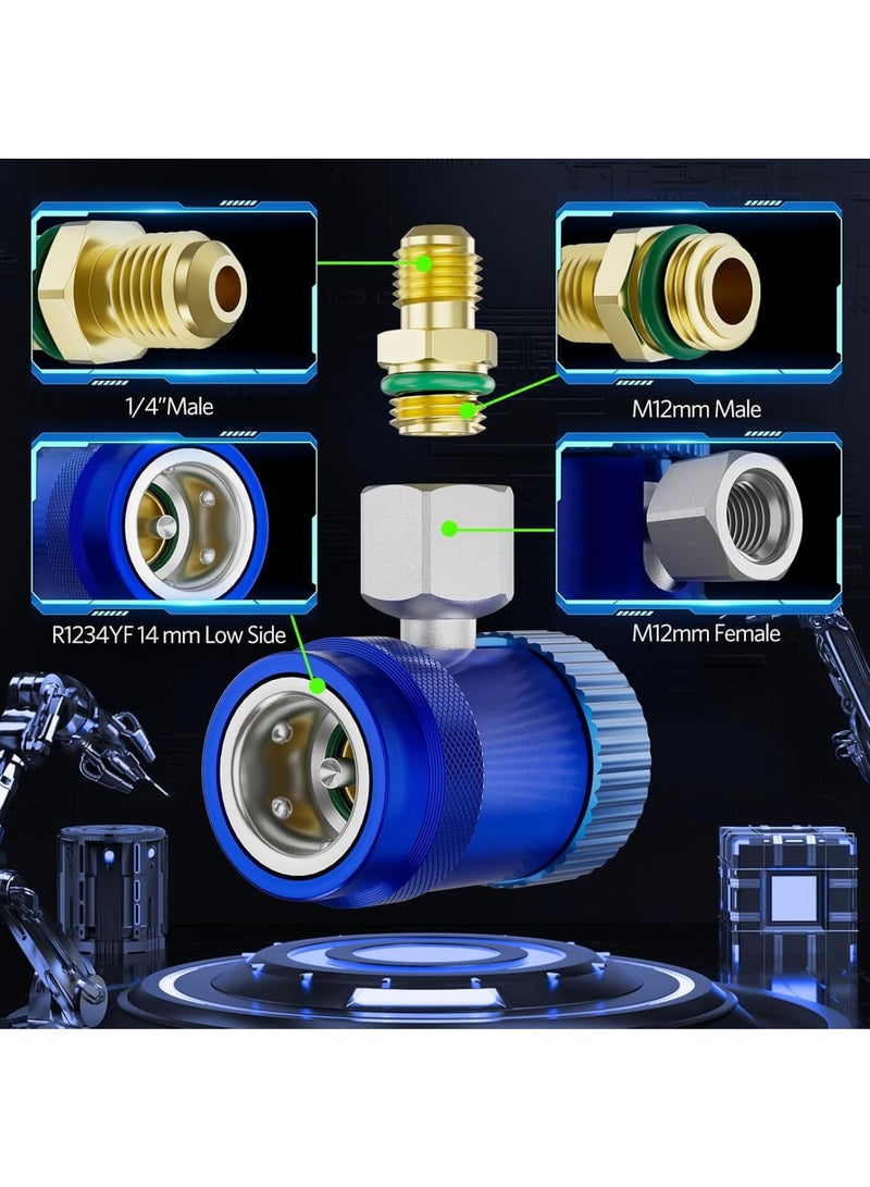 Zikra R1234yf Quick Couplers Adapter, Set of 2 R1234yf Adapter, Adjustable High/Low Side, R1234yf Manual Couplers Connector, Adapters, Replacement for Car AC System Evacuation Recharging - Image 3