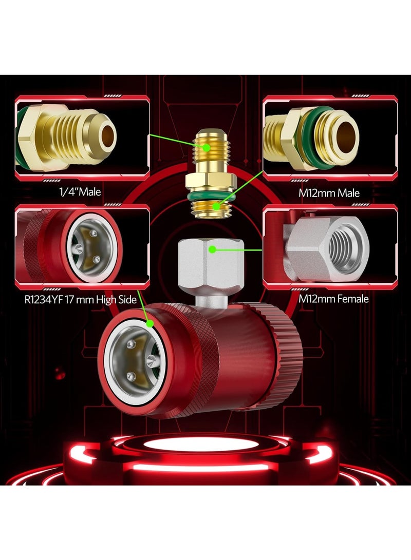 Zikra R1234yf Quick Couplers Adapter, Set of 2 R1234yf Adapter, Adjustable High/Low Side, R1234yf Manual Couplers Connector, Adapters, Replacement for Car AC System Evacuation Recharging - Image 2