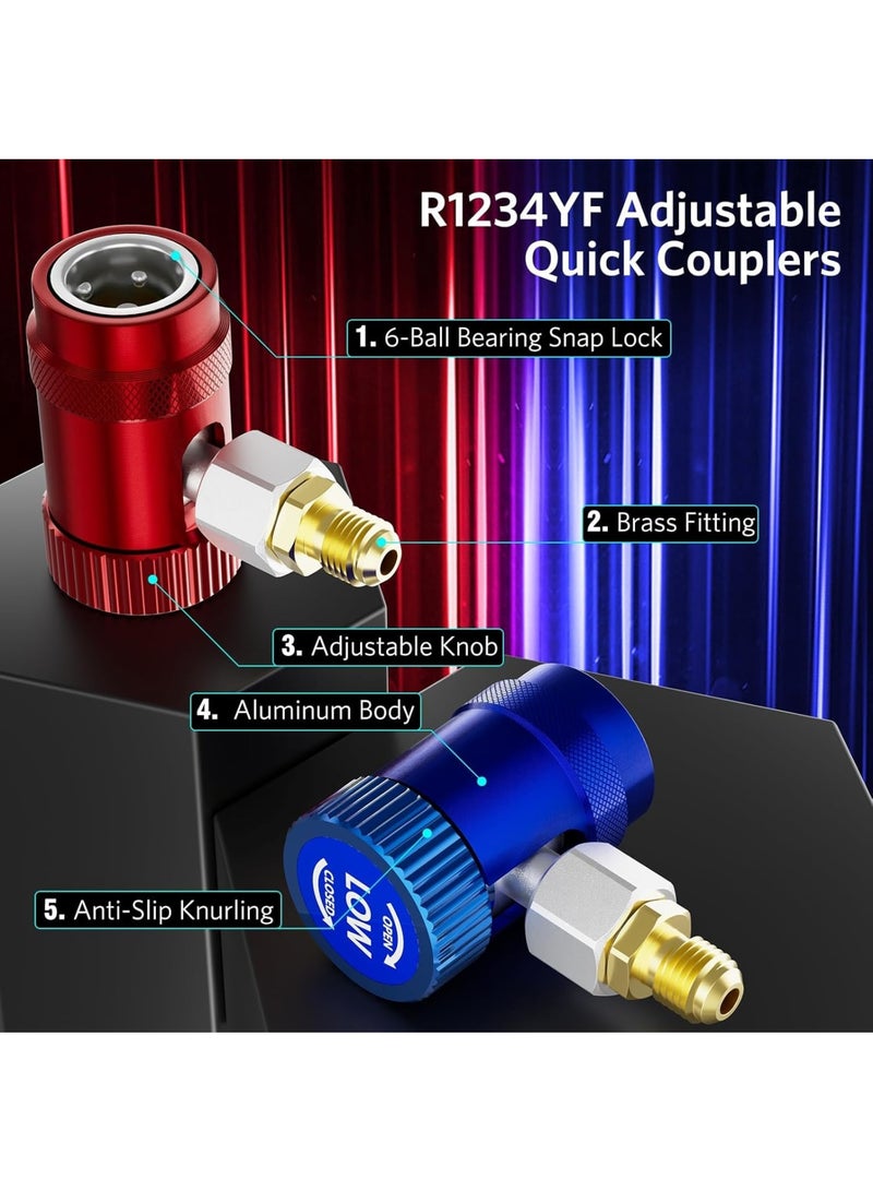 Zikra R1234yf Quick Couplers Adapter, Set of 2 R1234yf Adapter, Adjustable High/Low Side, R1234yf Manual Couplers Connector, Adapters, Replacement for Car AC System Evacuation Recharging - Image 4