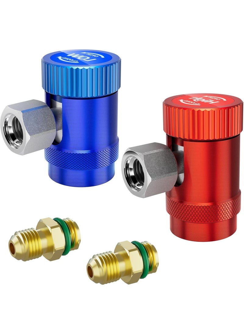 Zikra R1234yf Quick Couplers Adapter, Set of 2 R1234yf Adapter, Adjustable High/Low Side, R1234yf Manual Couplers Connector, Adapters, Replacement for Car AC System Evacuation Recharging - Image 1