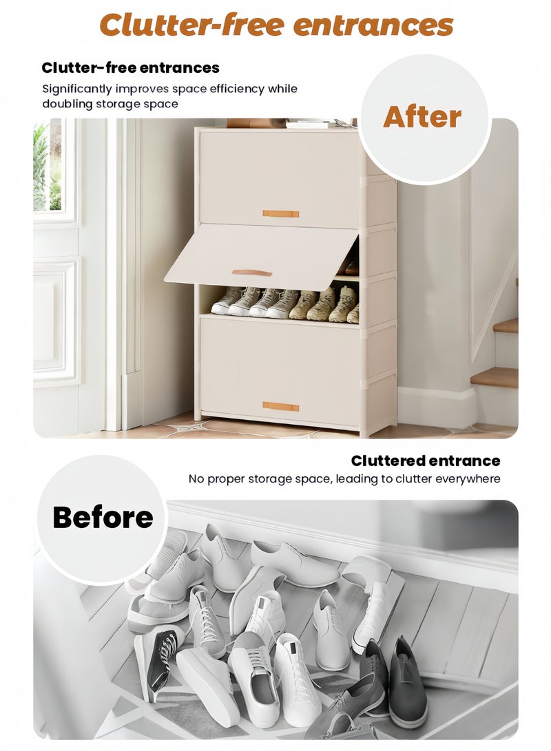 GGEROU Portable Shoe Rack Organizer 7-Tier Shoe Cabinet 21-Pair shoe Storage Free Standing Stackable Space Shoe Rack dust-proof design for entrance door, White - Image 4