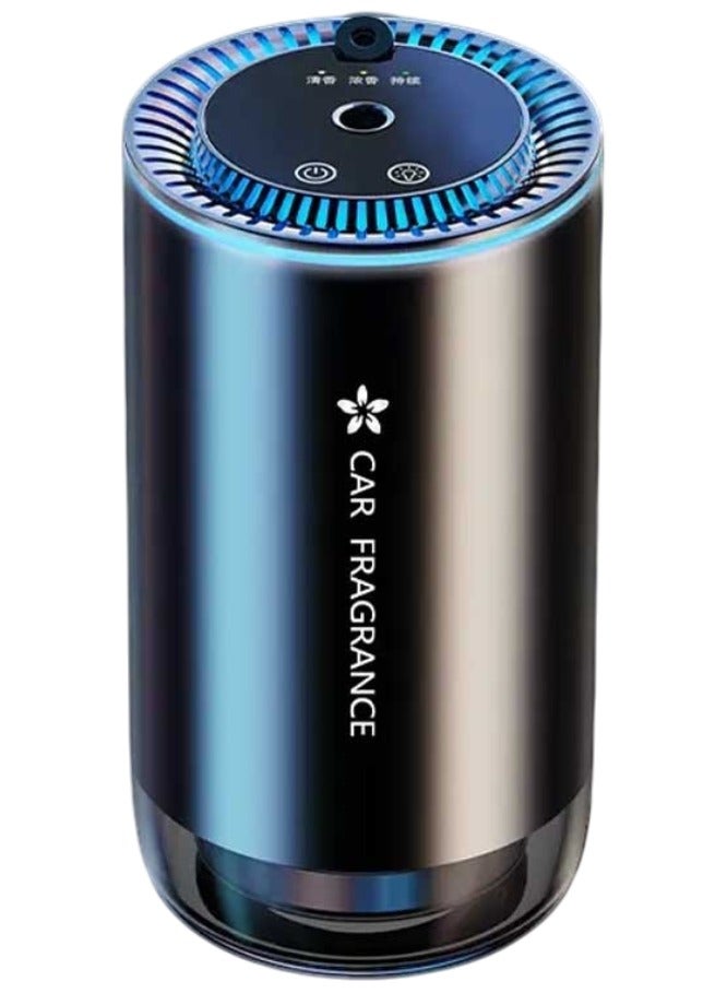 Smart Car Air Freshener Diffuser with Starry Sky Projection and 50ml Perfume Oil | Portable Automatic Ultrasonic Nano Atomizer Essential Oil Car Fragrance and Color Ambient Night Light, Rechargeable and Auto On/Off Intelligent - Black - Image 1