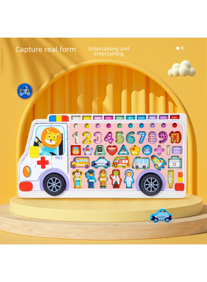 Wooden Logarithmic Board Children's Early Education Magnetic Fishing Digital Puzzle Building Blocks Matching Board Educational Toys-Color:XBL-letter Traffic Log Board 0.79KG - Image 2