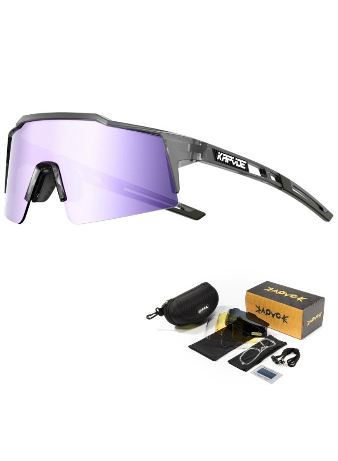 KAPVOE Sport Cycling Sunglasses UV400 Protection Shield Lens Lightweight Outdoor Eyewear for Men & Women - Image 1