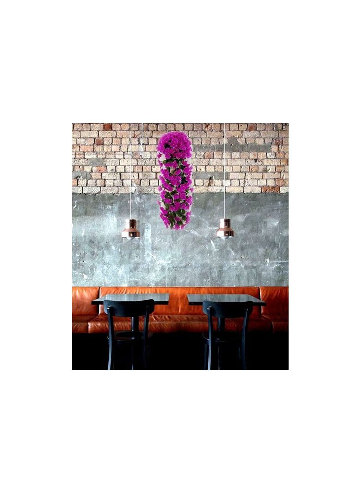 1-Bunch Simulation Violet Plant Hanging Wall Flower,Hanging Balcony Wall Decoration Set with Hook/Flower Basket/Simulation Butterfly,Colour Plum - Image 3