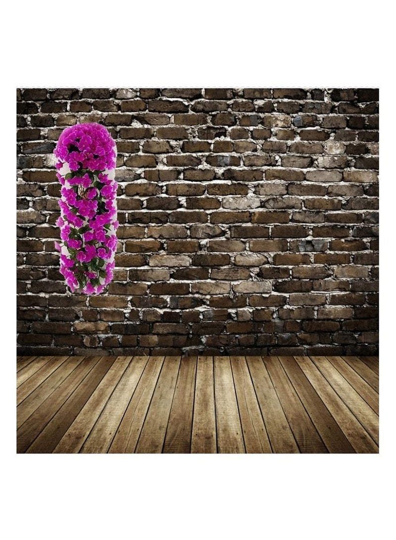 1-Bunch Simulation Violet Plant Hanging Wall Flower,Hanging Balcony Wall Decoration Set with Hook/Flower Basket/Simulation Butterfly,Colour Plum - Image 2