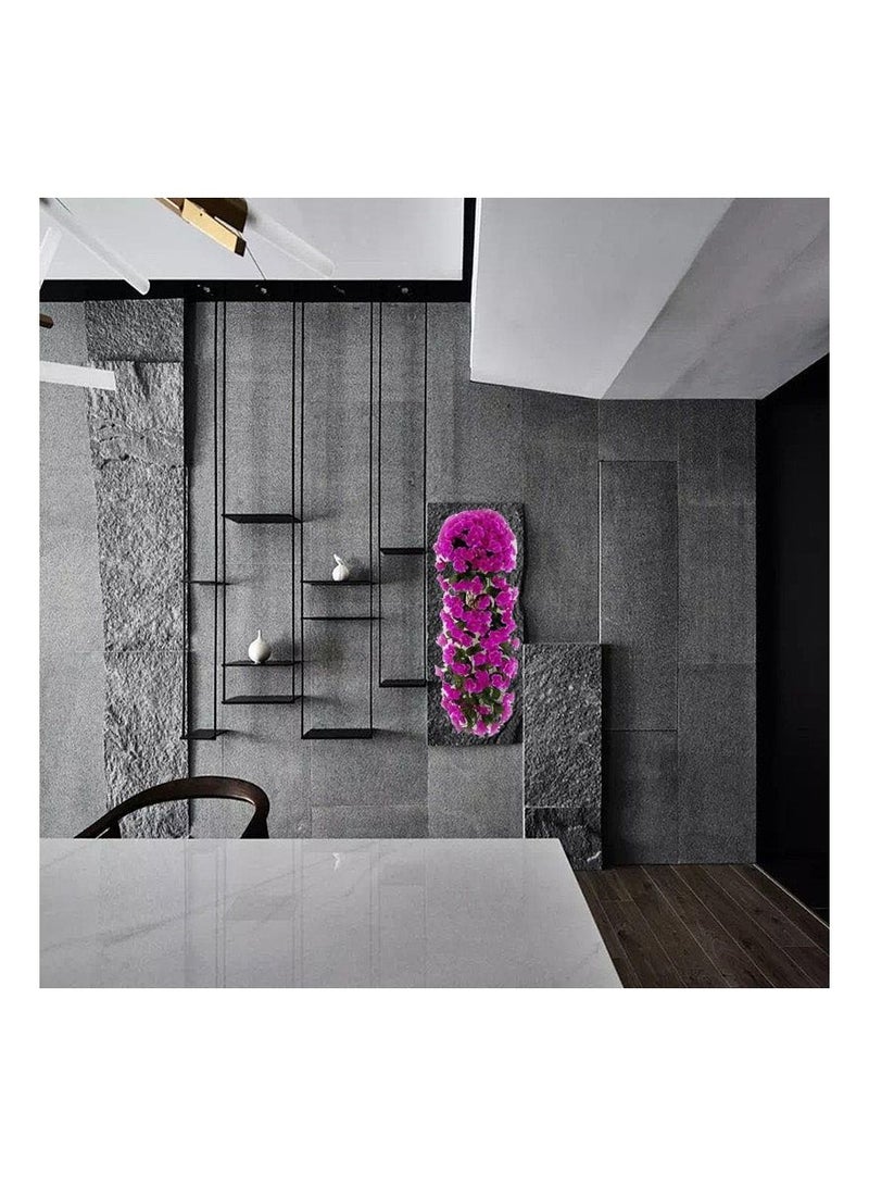 1-Bunch Simulation Violet Plant Hanging Wall Flower,Hanging Balcony Wall Decoration Set with Hook/Flower Basket/Simulation Butterfly,Colour Plum - Image 5