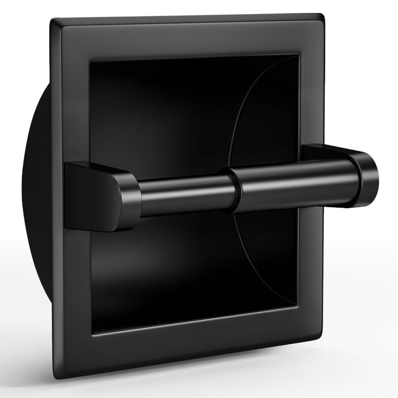 Pokim Matte Black Roacted Poace Paper حامل/حامل ورق الأنسجة حامل ورق التواليت من الفولاذ المقاوم للصدأ في الحائط لإكسسوارات الحمام المشمولة بمشملها؟