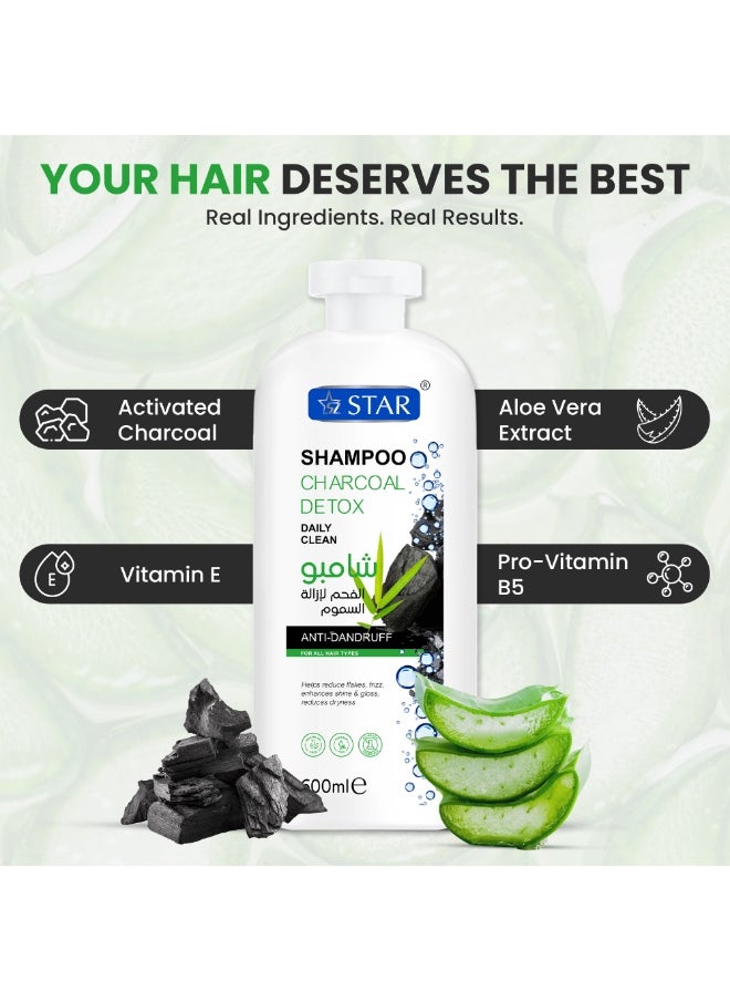 Anti Dandruff Shampoo for Men & Women | Charcoal Detox Formula for Itchy Scalp Relief, Flake Control & Scalp Cooling | Daily Use Shampoo for All Hair Types | Fights Dandruff, Soothes Scalp & Prevents Dryness | Paraben-Free & Gentle | 600ml