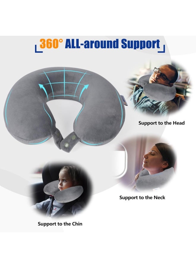 COYO Travel Pillow Pure Memory Foam Travel Neck Pillow, Airplane Pillow for Traveling、Car、Home、Office，Washable Cover (Grey) - Image 3