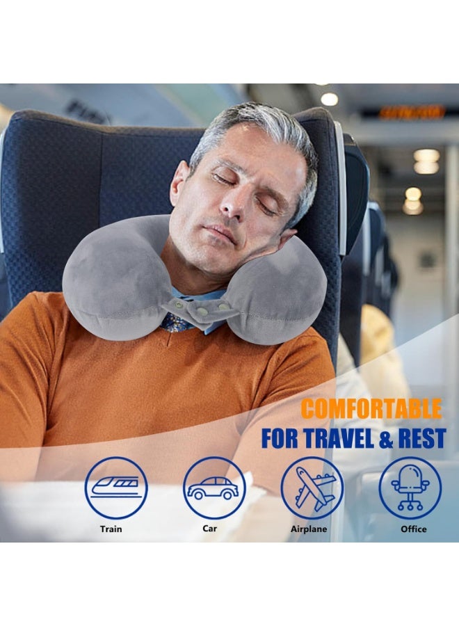 COYO Travel Pillow Pure Memory Foam Travel Neck Pillow, Airplane Pillow for Traveling、Car、Home、Office，Washable Cover (Grey) - Image 2