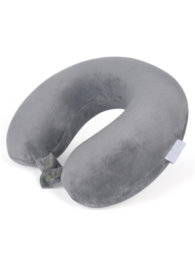 COYO Travel Pillow Pure Memory Foam Travel Neck Pillow, Airplane Pillow for Traveling、Car、Home、Office，Washable Cover (Grey) - Image 1
