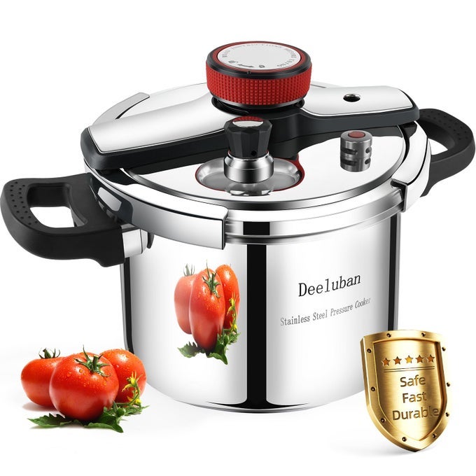 63 QT PRESSURE COOKER 304 STAINLESS STEEL EXPLOSIONPROOF LOCK ONE HAND OPERATION FAST COOKING DISHWASHER SAFE INDUCTION COMPATIBLE FAMILY SIZE COOKWARE
