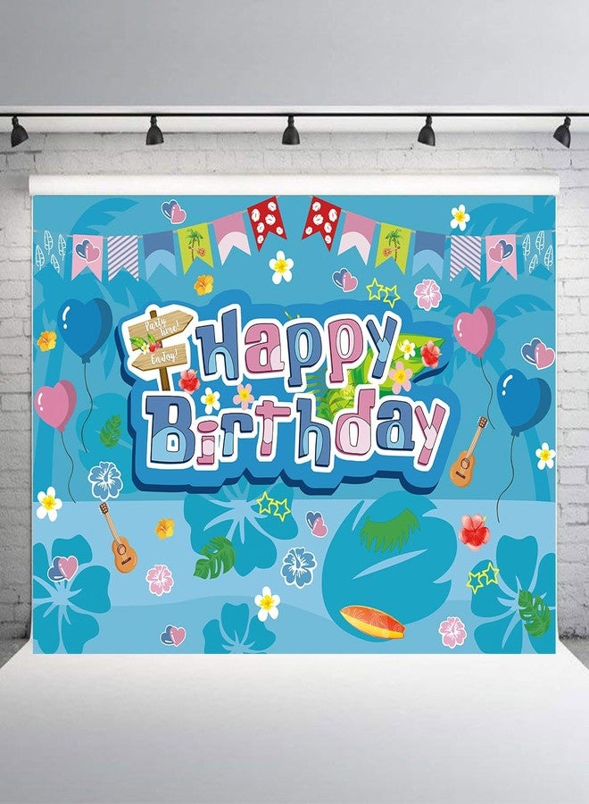 NF orange Blue and Pink Cartoon Birthday Party Backdrop, Hawaii Theme with Tropical Flowers Photography Background(5x3FT) - Image 3
