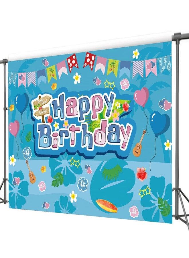 NF orange Blue and Pink Cartoon Birthday Party Backdrop, Hawaii Theme with Tropical Flowers Photography Background(5x3FT) - Image 4