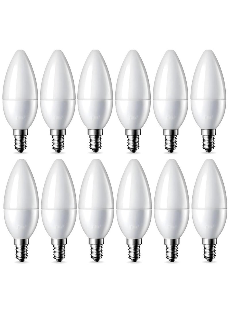 لمبة شمعة ليد 5 واط بقاعدة E14-أضاءه ناصعه (أبيض, 12)