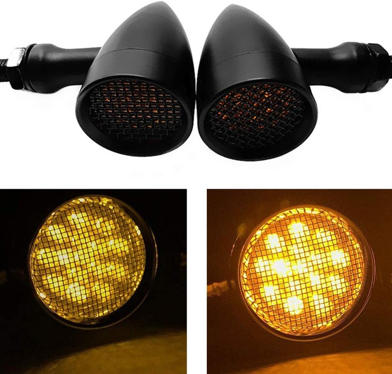FATECIM Motorcycle LED Turn Signals - Black Amber Lens - Image 1
