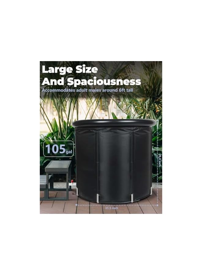 The Bros Portable Large Ice Bath Tub with Lid, Athletes Cold Water Therapy Recovery Pod, Freestanding Foldable Home Inflatable SPA Bath tub Plunge Tub Ice Barrel For Adults,75 * 80CM - Image 3