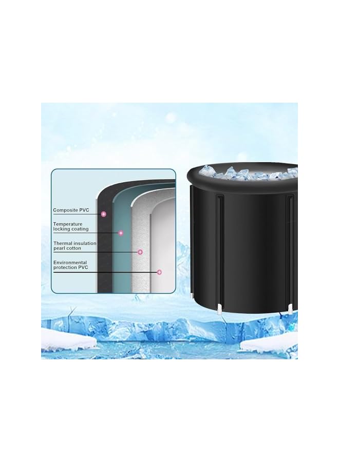 The Bros Portable Large Ice Bath Tub with Lid, Athletes Cold Water Therapy Recovery Pod, Freestanding Foldable Home Inflatable SPA Bath tub Plunge Tub Ice Barrel For Adults,75 * 80CM - Image 5