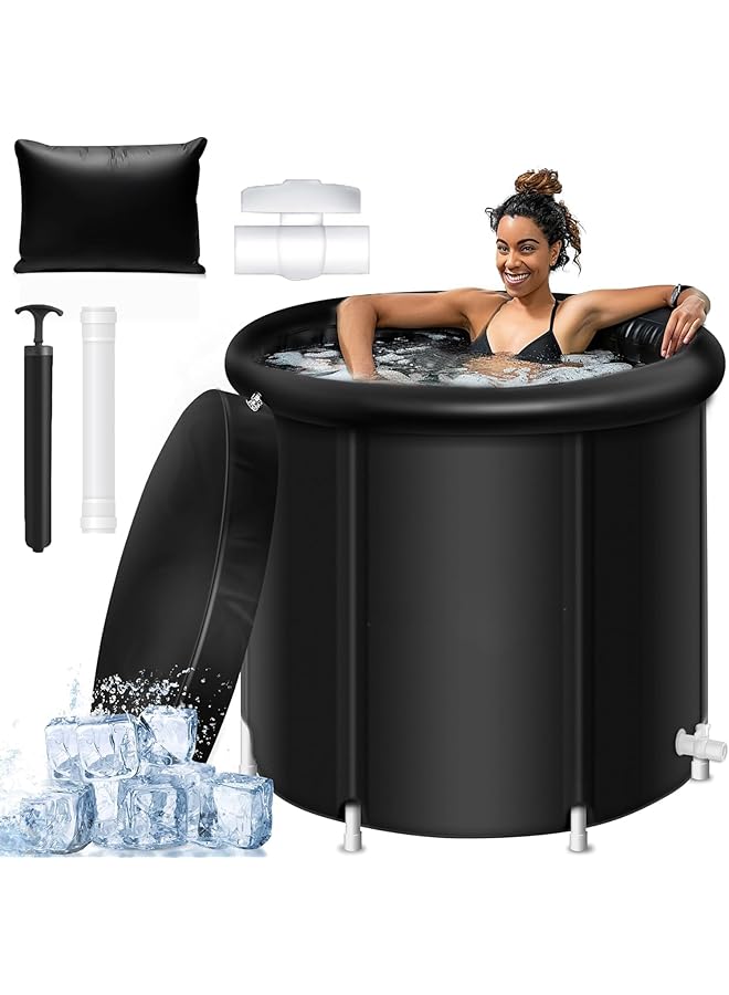 The Bros Portable Large Ice Bath Tub with Lid, Athletes Cold Water Therapy Recovery Pod, Freestanding Foldable Home Inflatable SPA Bath tub Plunge Tub Ice Barrel For Adults,75 * 80CM - Image 1
