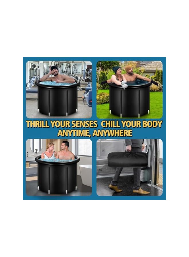 The Bros Portable Large Ice Bath Tub with Lid, Athletes Cold Water Therapy Recovery Pod, Freestanding Foldable Home Inflatable SPA Bath tub Plunge Tub Ice Barrel For Adults,75 * 80CM - Image 4