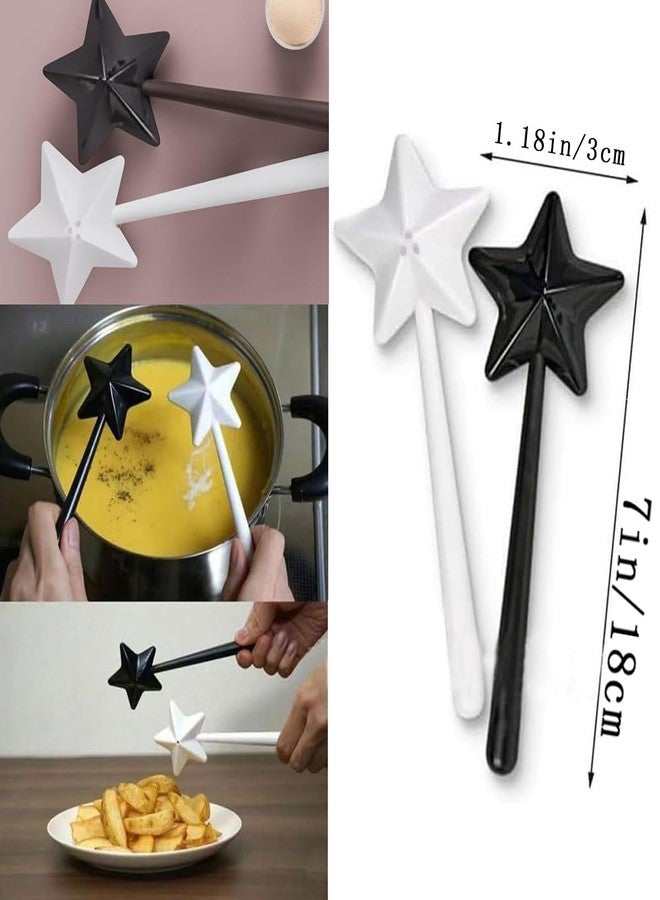 KuuGuu 4 PCS Star Magic Salt and Papper Shakers Pentagram Shape Fairy Wand Three Holes Salt Dispenser Refillable Removable Light One Hand Operation Kitchen Accessories （Black, White, Blue, Rose Red） - Image 2